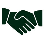 Icon of two hands shaking , symbolizing partnership and trust